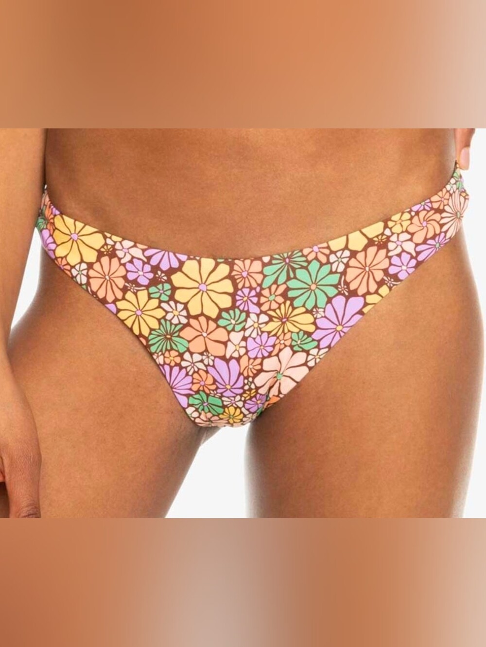 Roxy All About Sol Hipster Bikini Bottoms Retro Floral Size M